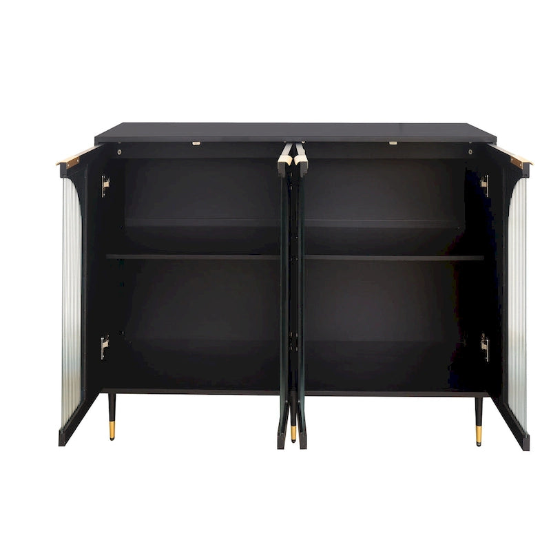 Wood Cabinet with Glass Sliding Doors Display Storage Cabinet