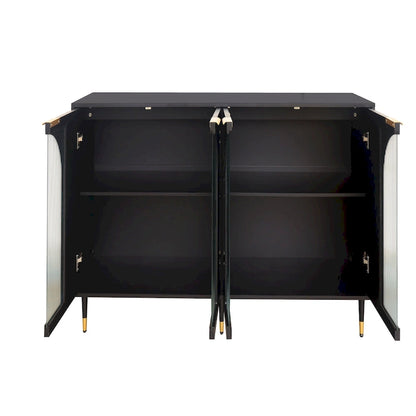 Wood Cabinet with Glass Sliding Doors Display Storage Cabinet