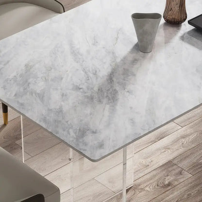 1.8 M Modern Luxurious Italian Rectangular Sintered Stone Dining Table With Acrylic Stand - 1.8M
