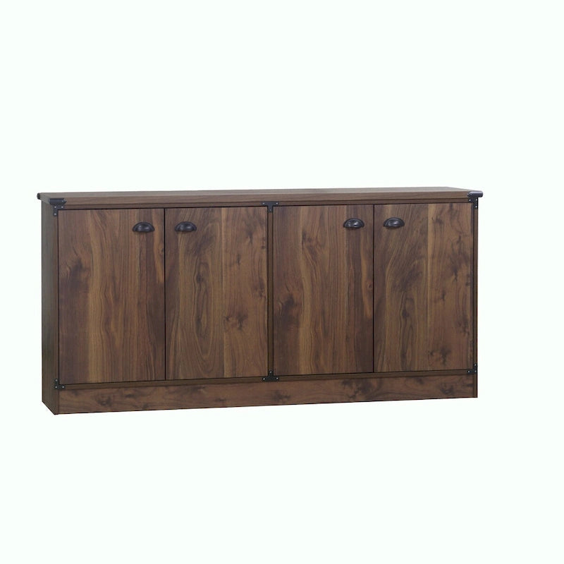 Brunei Contemporary Dark Walnut Wood Four-Door Credenza File Cabinet