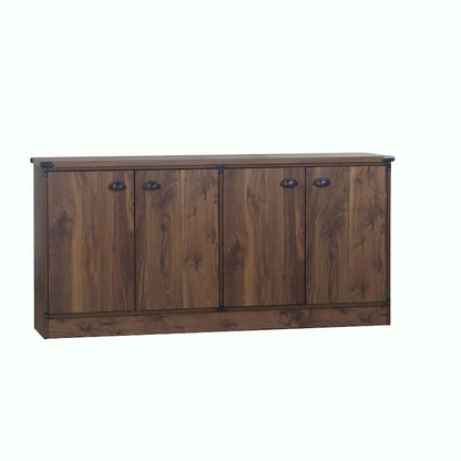 Brunei Contemporary Dark Walnut Wood Four-Door Credenza File Cabinet