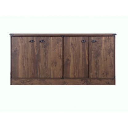 Brunei Contemporary Dark Walnut Wood Four-Door Credenza File Cabinet