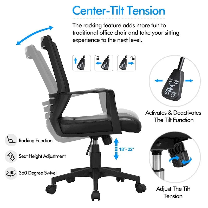 Yaheetech Adjustable Ergonomic Mesh Office Chair with Lumbar Support