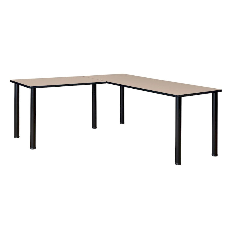 Kee 66 L-Desk with 42 Return, Beige/Black
