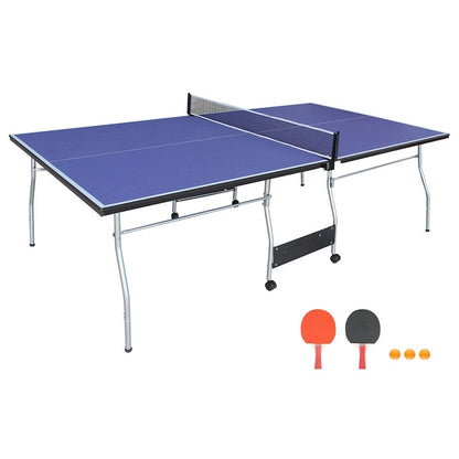 8FT Mid-Size Foldable Table Tennis, 2 Table Tennis Paddles & 3 Balls