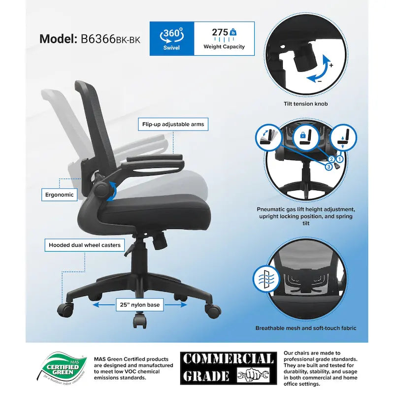 BOSS Flip Arm Mesh Task Chair