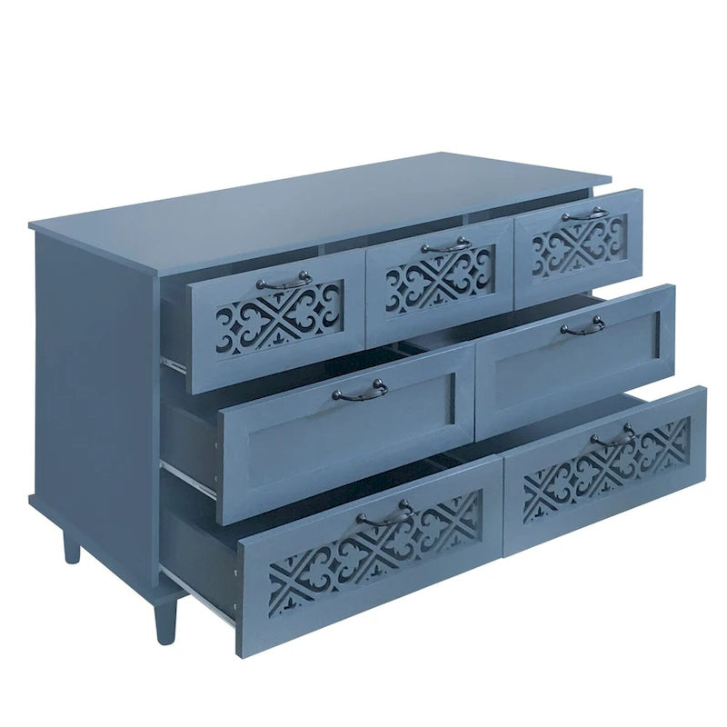 7 Drawer Cabinet,With Black Metal Handle