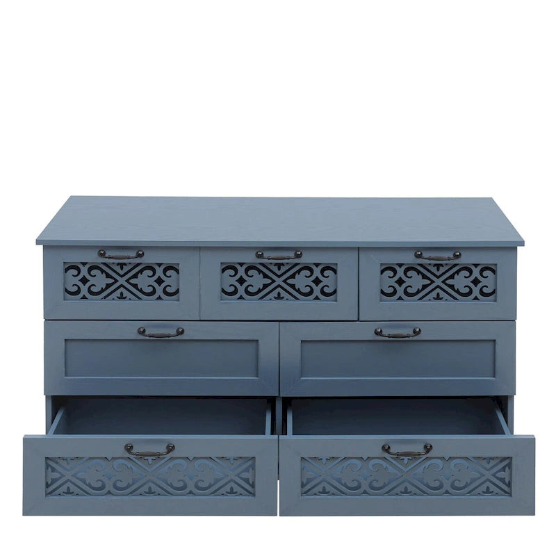 7 Drawer Cabinet,With Black Metal Handle