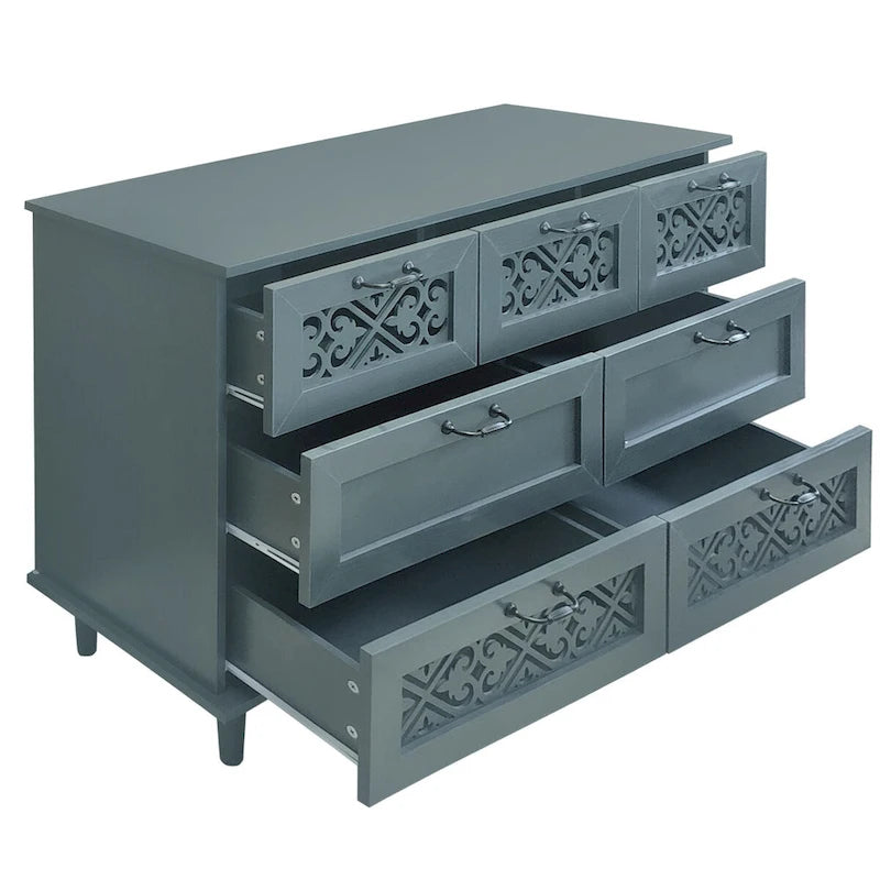 7 Drawer Cabinet,With Black Metal Handle