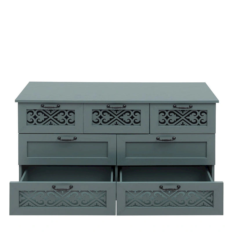 7 Drawer Cabinet,With Black Metal Handle