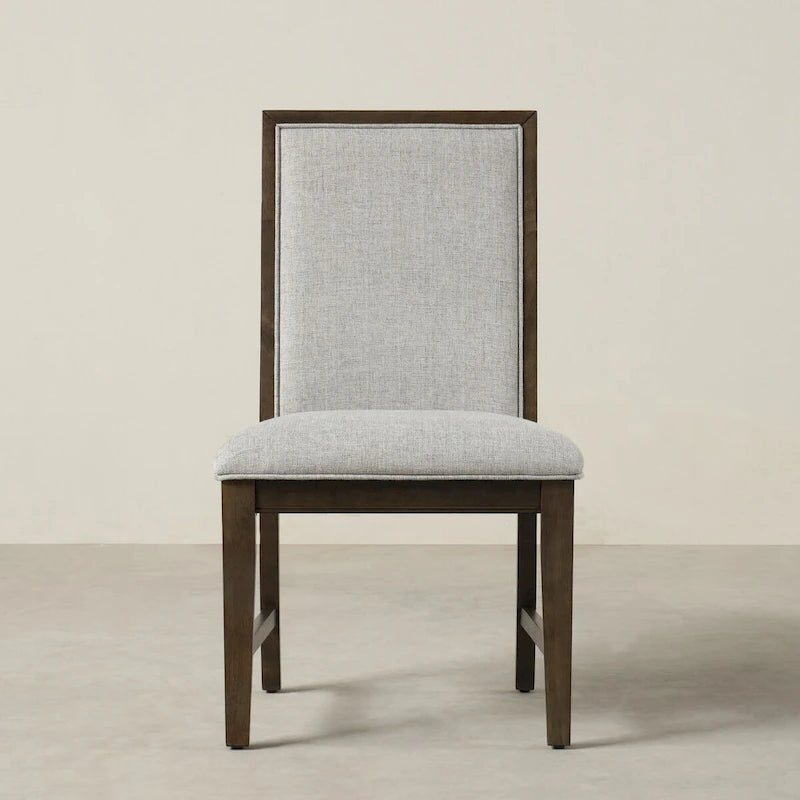 Roundhill Furniture Aberll Solid Wood Upholstered Dining Chairs, Set of 2, Gray