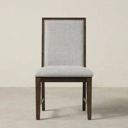 Roundhill Furniture Aberll Solid Wood Upholstered Dining Chairs, Set of 2, Gray