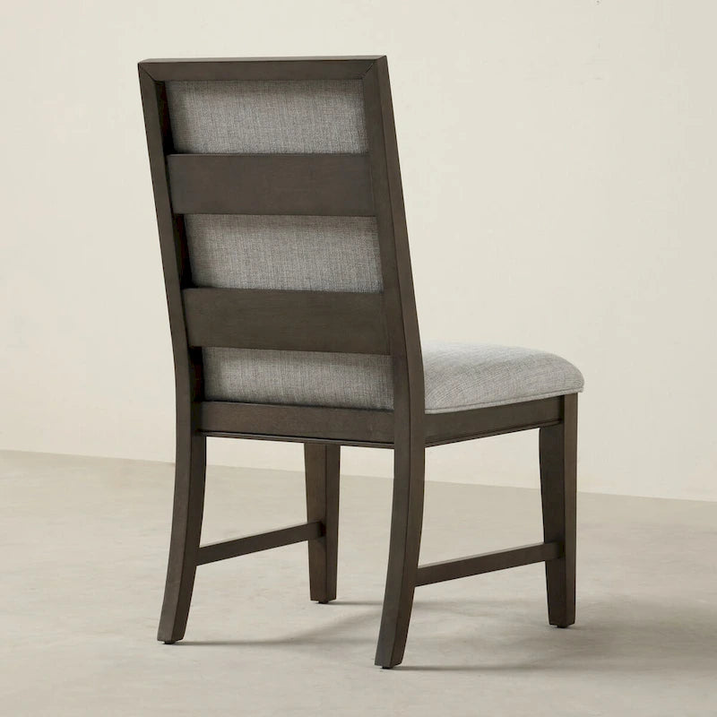 Roundhill Furniture Aberll Solid Wood Upholstered Dining Chairs, Set of 2, Gray