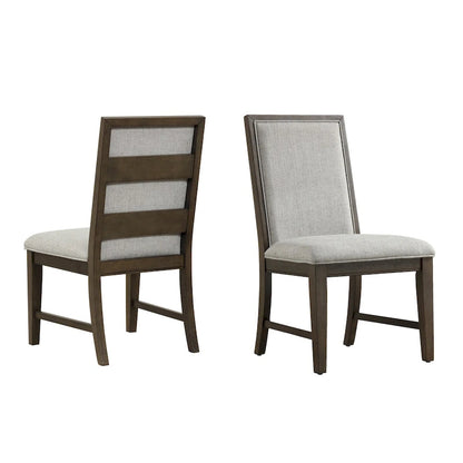 Roundhill Furniture Aberll Solid Wood Upholstered Dining Chairs, Set of 2, Gray