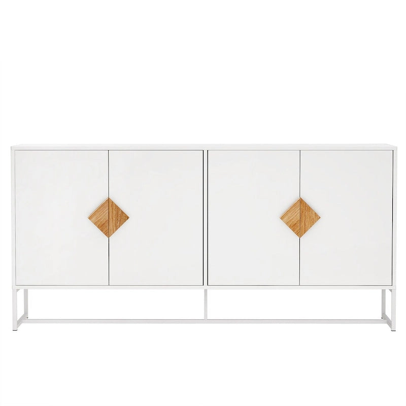 Solid wood square shape handle 2 doors sideboard