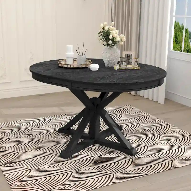 Retro Functional Extendable Dining Table with a 12 Leaf for Dining Room