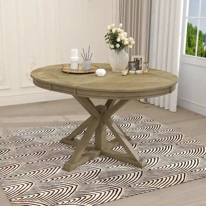 Retro Functional Extendable Dining Table with a 12 Leaf for Dining Room