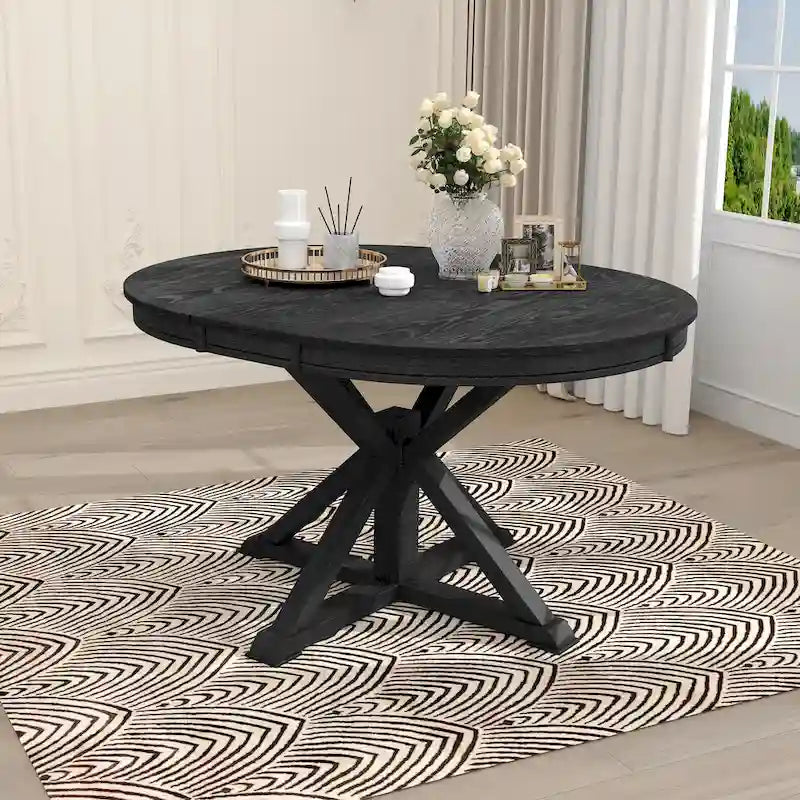 Retro Functional Extendable Dining Table with a 12 Leaf for Dining Room