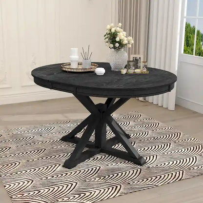 Retro Functional Extendable Dining Table with a 12 Leaf for Dining Room