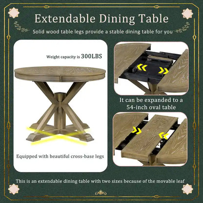 Retro Functional Extendable Dining Table with a 12 Leaf for Dining Room