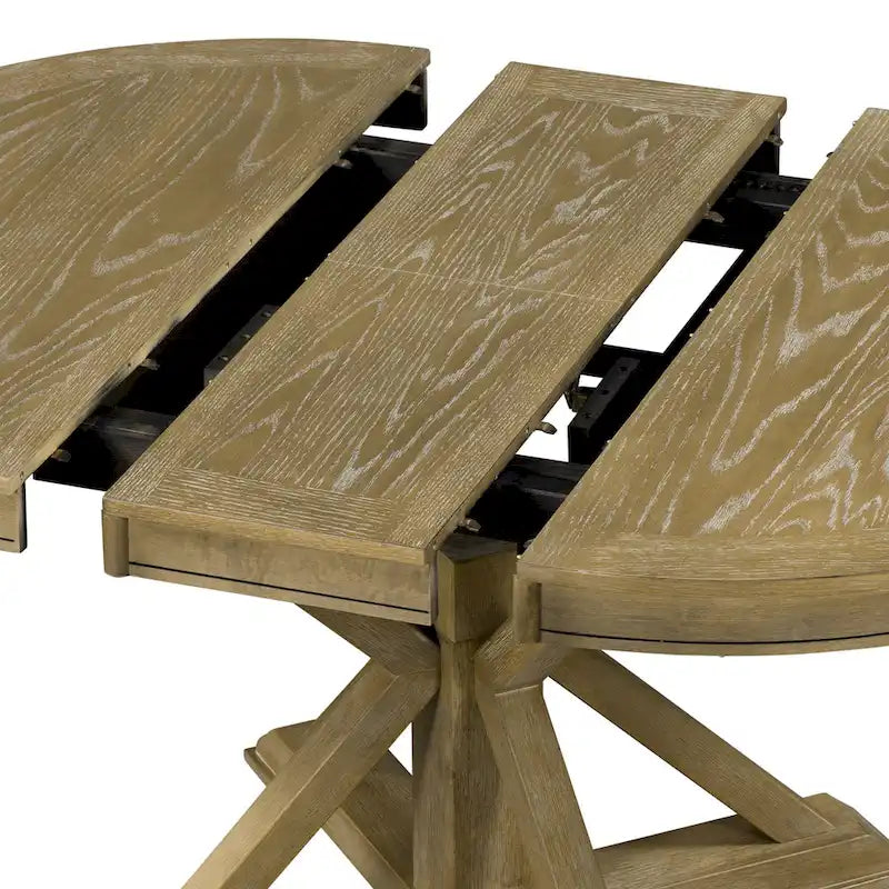 Retro Functional Extendable Dining Table with a 12 Leaf for Dining Room