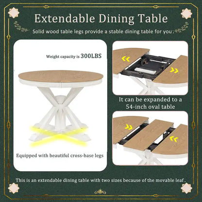 Retro Functional Extendable Dining Table with a 12 Leaf for Dining Room