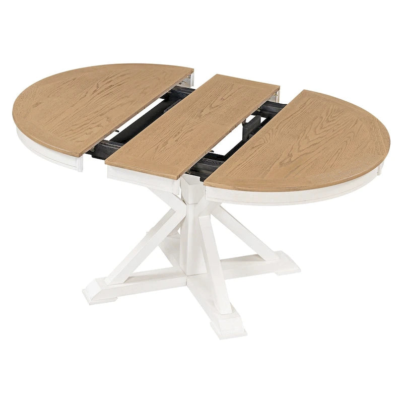 Retro Functional Extendable Dining Table with a 12 Leaf for Dining Room