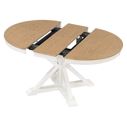 Retro Functional Extendable Dining Table with a 12 Leaf for Dining Room