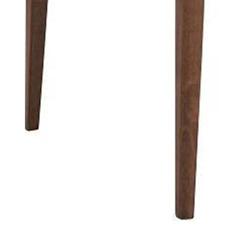 Evis 63 Inch Dining Table, Marble Grain Faux Stone Top, Walnut Brown Wood