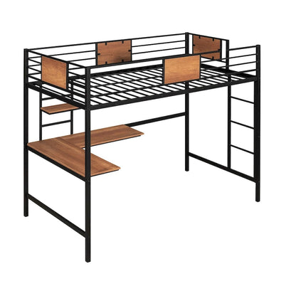 Twin Metal Loft Bed with Desk and Shelve