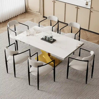 94.48 Modern Extendable Rectangular Sintered Stone Dining Table For 8 person