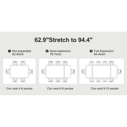 94.48 Modern Extendable Rectangular Sintered Stone Dining Table For 8 person