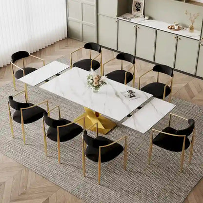 94.48 Modern Extendable Rectangular Sintered Stone Dining Table For 8 person