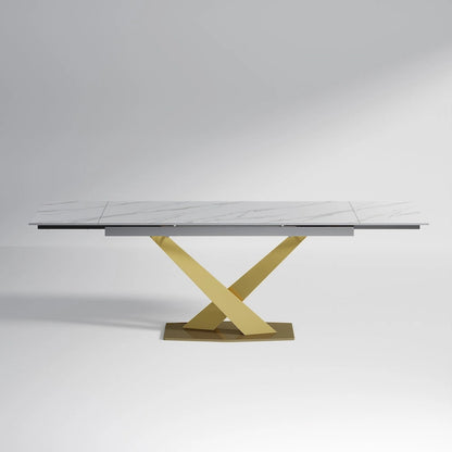 94.48 Modern Extendable Rectangular Sintered Stone Dining Table For 8 person
