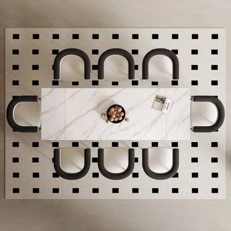94.48 Modern Extendable Rectangular Sintered Stone Dining Table For 8 person