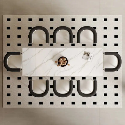 94.48 Modern Extendable Rectangular Sintered Stone Dining Table For 8 person
