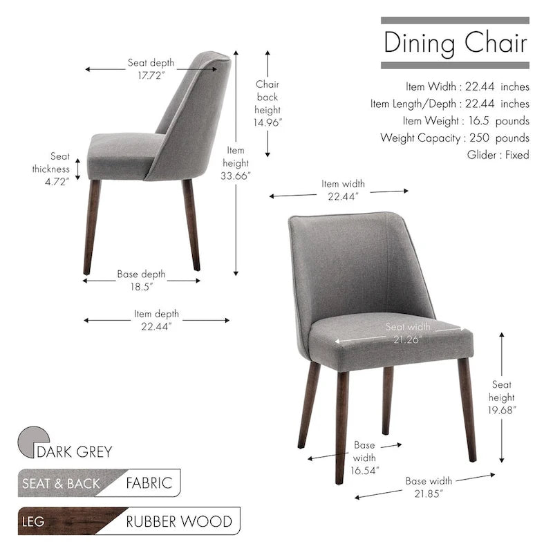 Porthos Home Nev Fabric Dining Chairs with Wooden Legs, Set of 2