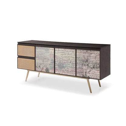 Modrest Phelan Modern Smoked Ash & Brass Buffet