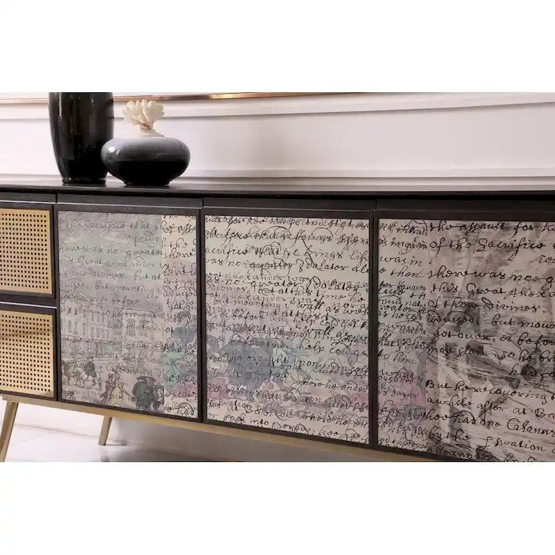 Modrest Phelan Modern Smoked Ash & Brass Buffet