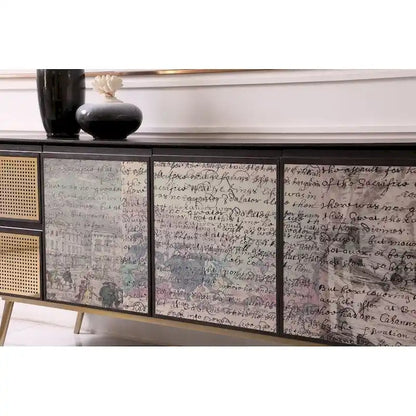 Modrest Phelan Modern Smoked Ash & Brass Buffet