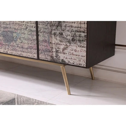Modrest Phelan Modern Smoked Ash & Brass Buffet