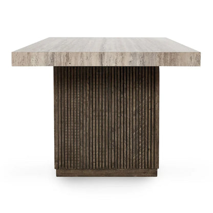Ollie 82 Travertine Laminate Dining Table in Brown by Kosas Home