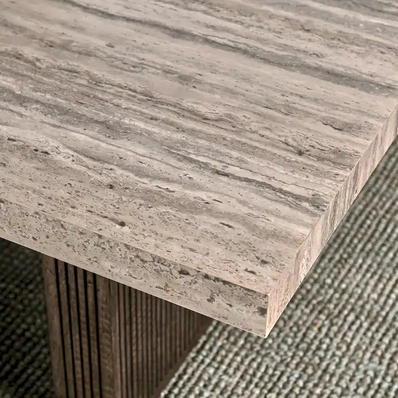 Ollie 82 Travertine Laminate Dining Table in Brown by Kosas Home