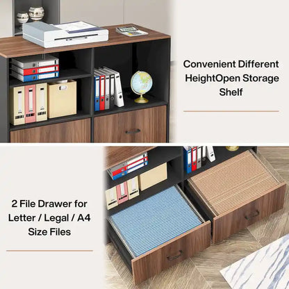 63 L Shaped Executive Computer Desk with Mobile File Storage Cabinet for Home Office Study