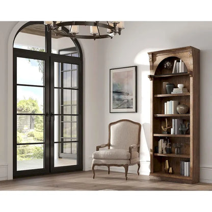 Traditional 8' Tall Wood Bookcase, Storage Organizer, Display Shelf, Fully Assembled, Brown - Single Bookcase