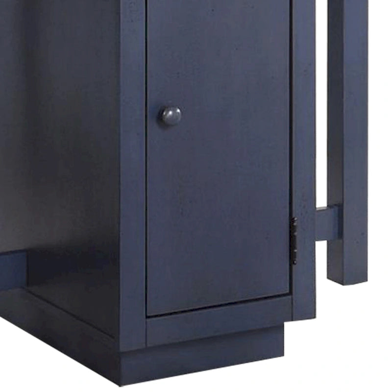 5 Piece Counter Height Dining Table Set, 4 Stools, Antique Oak, Blue Wood