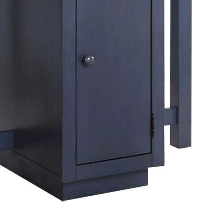 5 Piece Counter Height Dining Table Set, 4 Stools, Antique Oak, Blue Wood