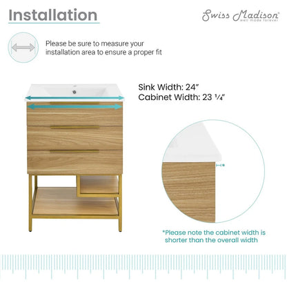 Carre 24 Bathroom Vanity in Oak