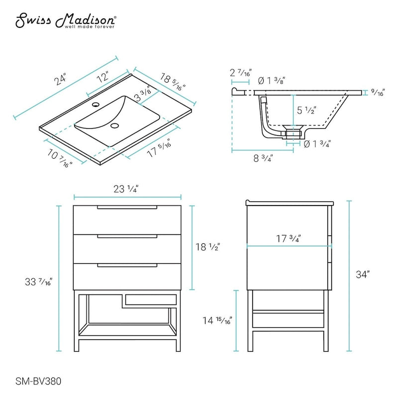 Carre 24 Bathroom Vanity in Oak