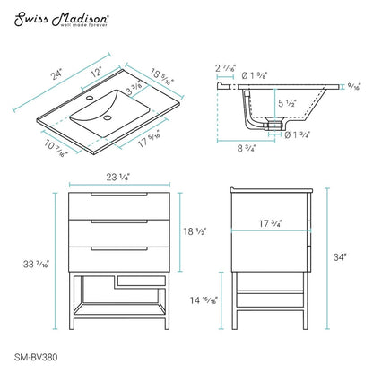 Carre 24 Bathroom Vanity in Oak